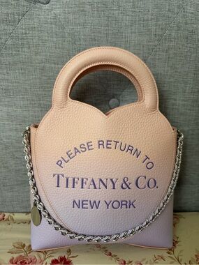 Tiffany & Co. New rare pink purple ombre Leather Mini Purse Rtt